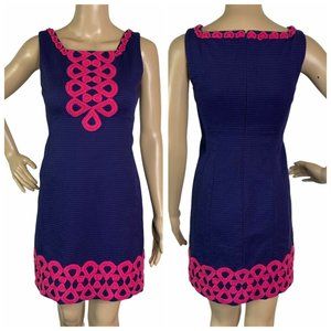 Lilly Pulitzer Navy Pink Crochet Sleeveless Dress